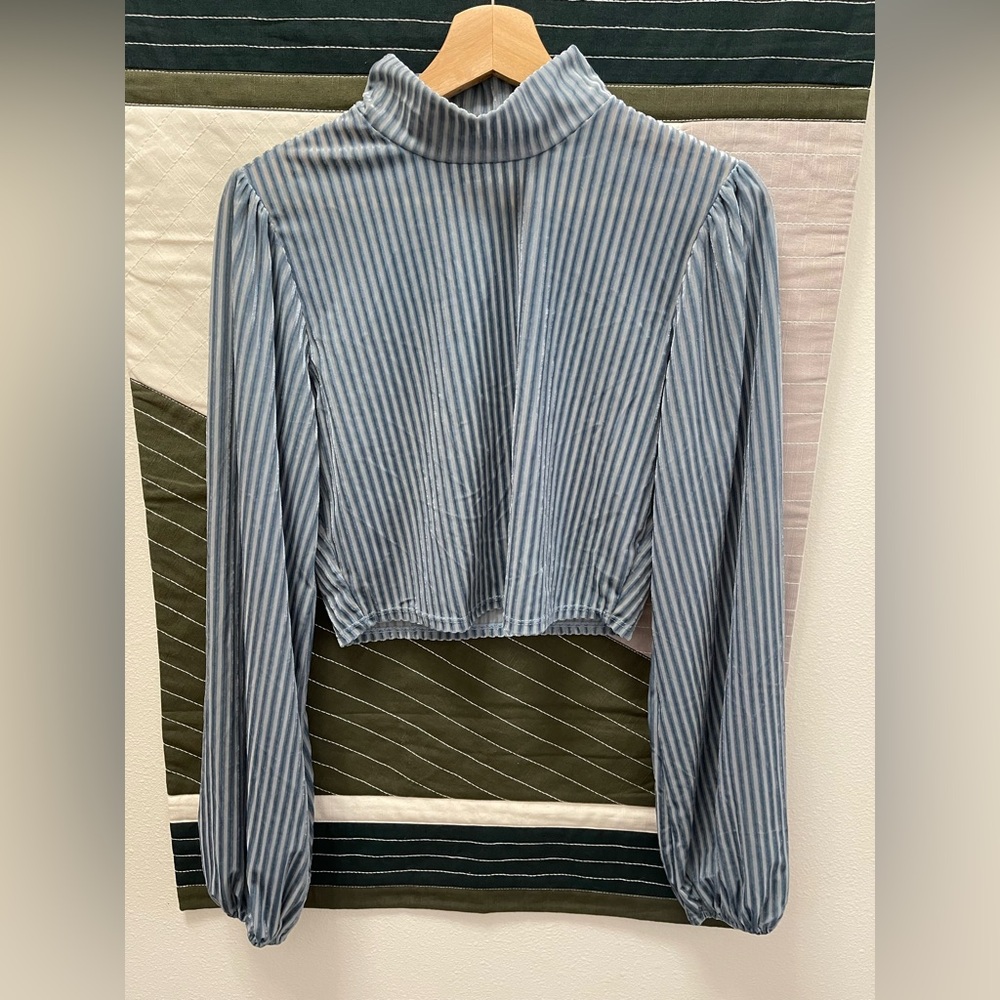 altar’d state velvet blue blouse